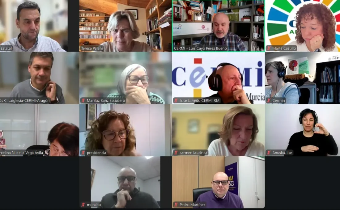 Reunión telemática de CERMI Territorios para presentar la agenda de congresos de 2026; imagen de archivo de febrero