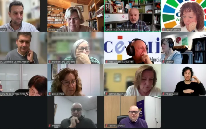 Reunión telemática de CERMI Territorios para presentar la agenda de congresos de 2026; imagen de archivo de febrero