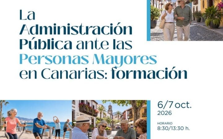 Cartel de las jornadas sobre la Administración Pública ante las personas mayores en Canarias