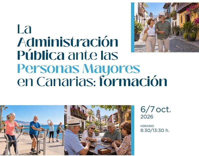 Cartel de las jornadas sobre la Administración Pública ante las personas mayores en Canarias
