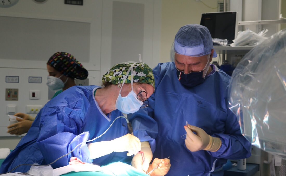 Profesionales de la Unidad del Dolor del Hospital Molina Orosa durante una intervención