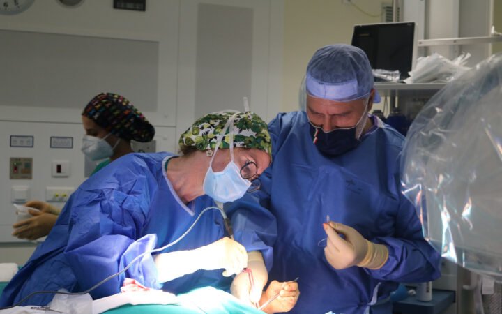 Profesionales de la Unidad del Dolor del Hospital Molina Orosa durante una intervención