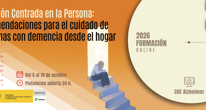 Cartel del curso del Imserso sobre atención centrada en la persona y demencia en el hogar